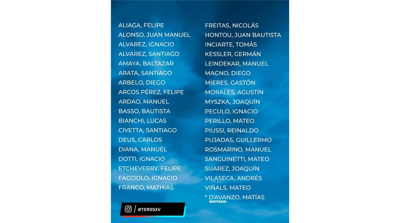 LOS TEROS DESIGNÓ A SU PLANTEL PARA LA VENTANA DE JULIO, EN DONDE JUGARÁN CON LOS PUMAS