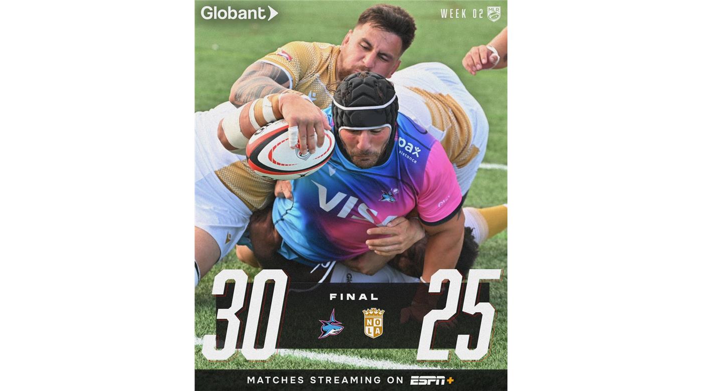 MIAMI SHARKS SE REIVINDICÓ DE LA FECHA ANTERIOR Y DERROTO A NOLA GOLD POR 30 A 25. 