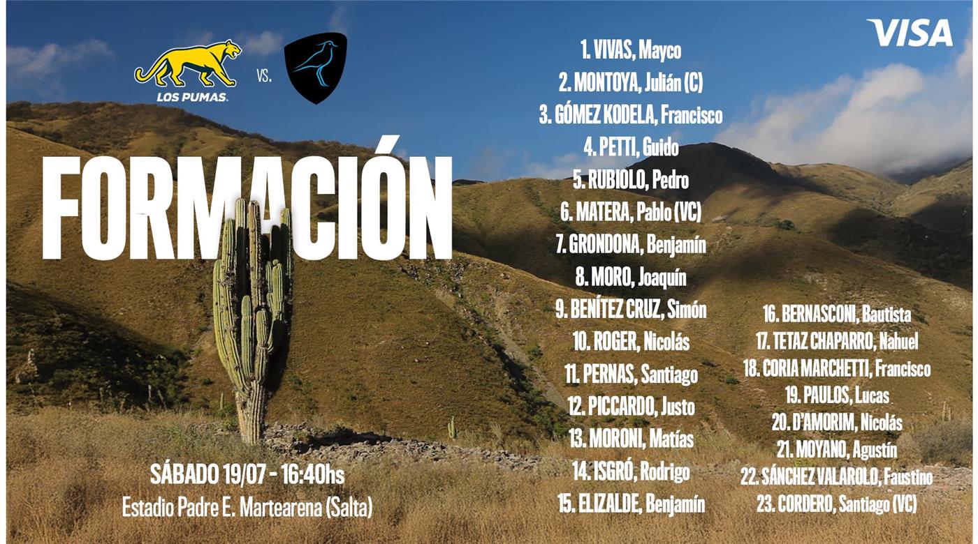 SE CONFIRMÓ LA FORMACIÓN DE LOS PUMAS PARA ENFRENTAR A URUGUAY EL SÁBADO EN SALTA