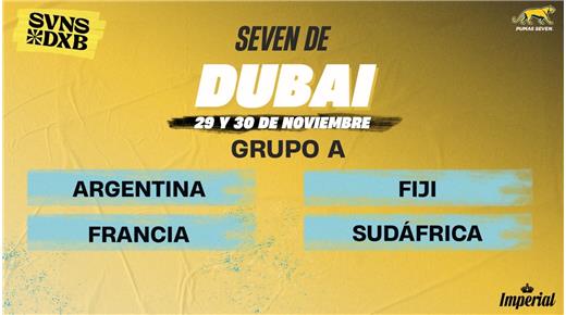 Los Pumas 7's ya tienen a sus rivales designados para la primera etapa del Circuito Mundial que se llevará a cabo en Dubai, entre el 29 y el 30 de noviembre.