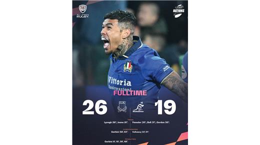 ITALIA, EL EQUIPO DE GONZALO QUESADA CON JUAN IGNACIO BREX COMO CAPITÁN VENCIÓ A AUSTRALIA 