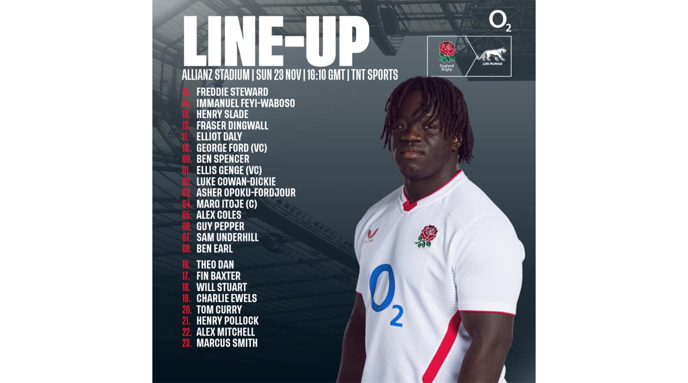 CON SEIS VARIANTES INGLATERRA SE PREPARA PARA RECIBIR A LOS PUMAS EN EL CIERRE DE LA VENTANA DE NOVIEMBRE