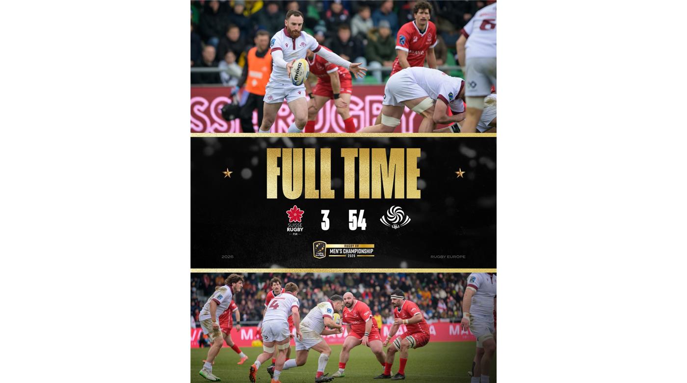 GEORGIA GOLEÓ EN SU VISITA A SUIZA POR LA EUROPA RUGBY CHAMPIONSHIP