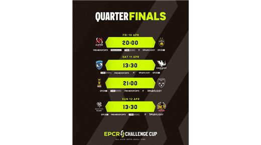 FECHAS Y HORARIOS PARA LOS CRUCES DE CUARTOS DE FINAL DE LA CHALLENGE CUP Y DE LA CHAMPIONS CUP