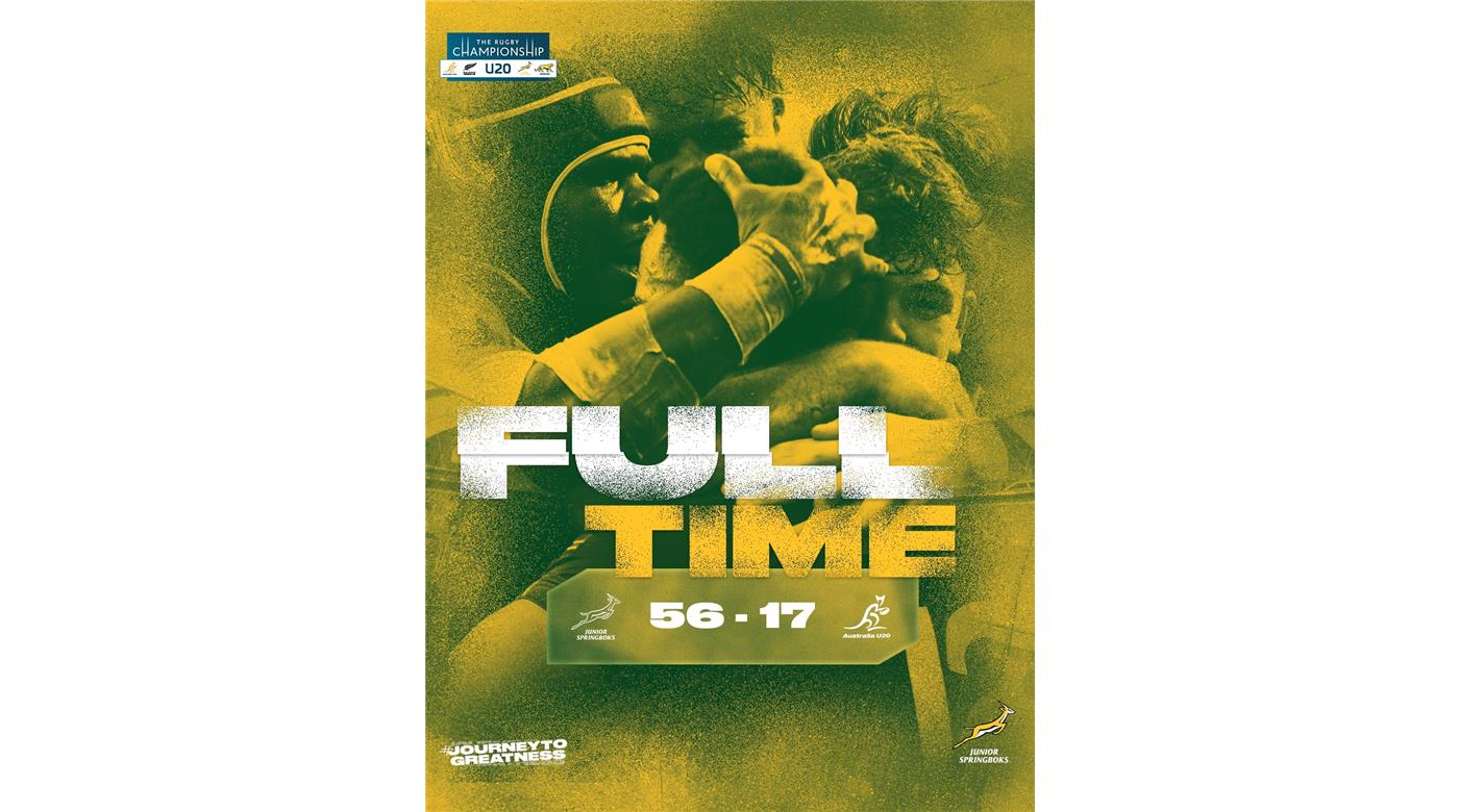 LOS JUNIORS SPRINGBOKS GOLEARON A AUSTRALIA Y SON LOS CAMPEONES DEL CHAMPIONSHIP M20