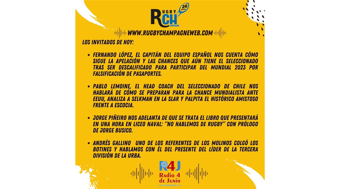 HOY: NUEVO PROGRAMA DE RUGBY CHAMPAGNE RADIO