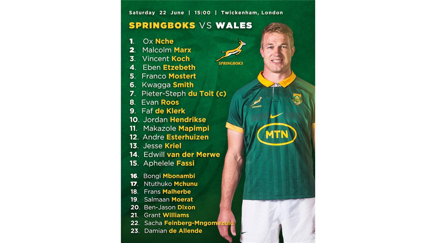 SUDÁFRICA CONFIRMÓ EL EQUIPO PARA ENFRENTAR A GALES